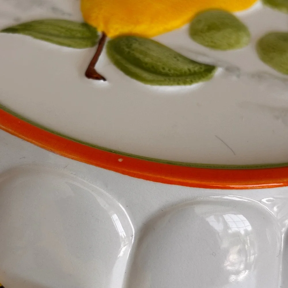 Vtg Dept 56 Ceramic Fruit Jelly Mold Wall Decor  Set of 2 Pear Orange Pair 7.25